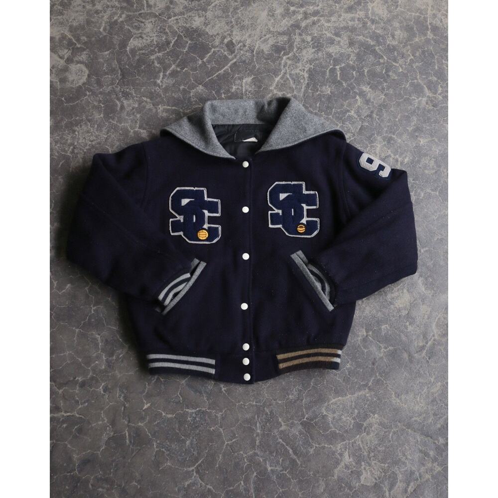 80s Vintage 80s Varsity Hooded Cropped Jacket - M/L